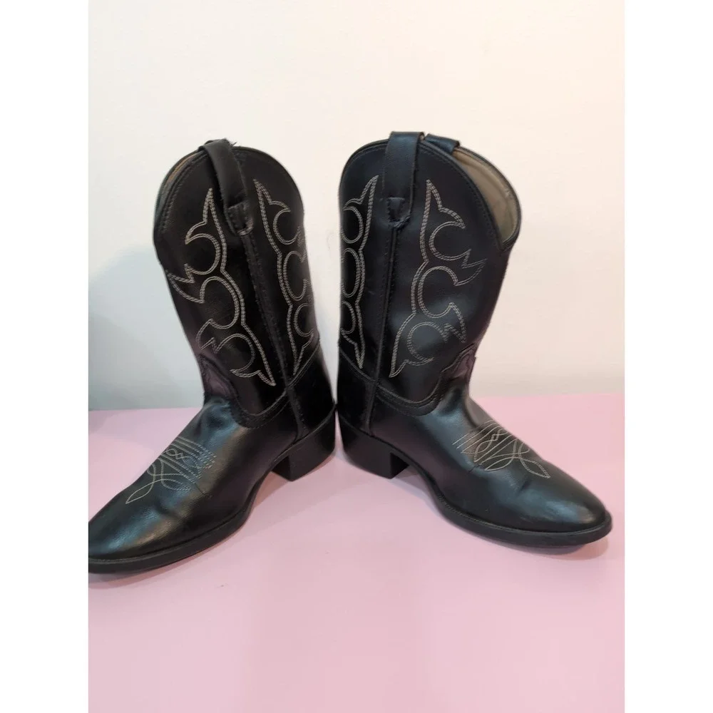 Boys Black Western Cowboy‎ Boots Size 1
